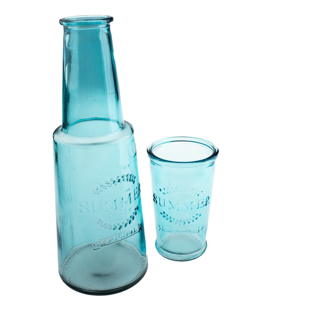Kék üveg kancsó pohárral, 800 ml - Dakls