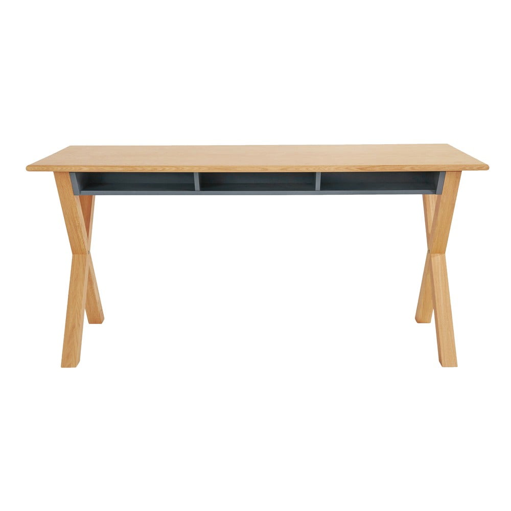 Íróasztal tölgyfa dekoros asztallappal 70x160 cm luca – woodman