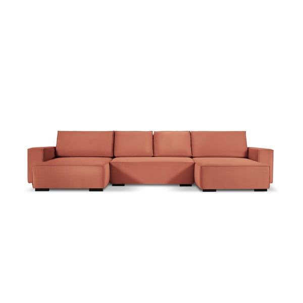 Azalea rózsaszín kordbársony kinyitható U alakú kanapé - Mazzini Sofas