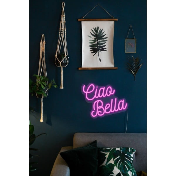 Ciao Bella rózsaszín világító fali dekoráció, 40 x 28,5 cm - Candy Shock