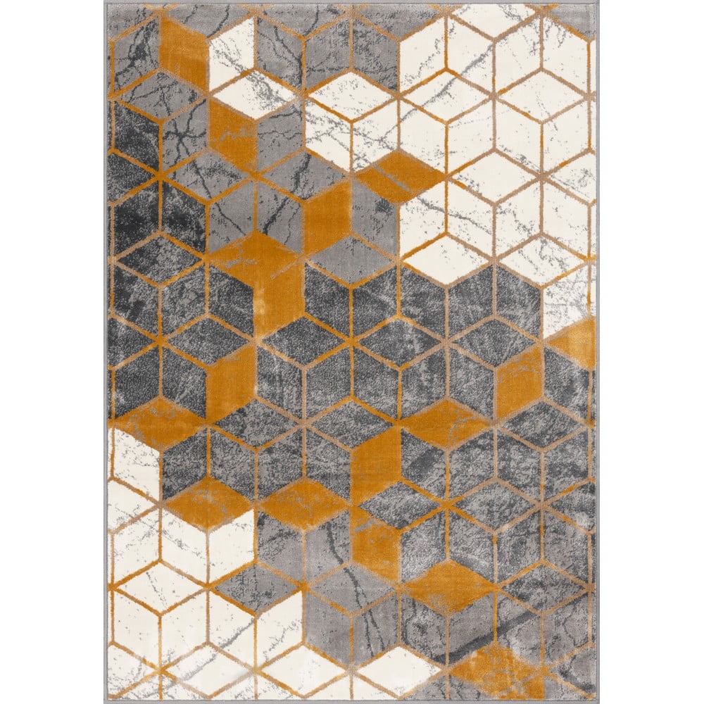 Okkersárga-szürke szőnyeg 160x230 cm soft – fd