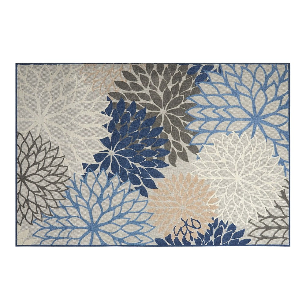 Kék-krémszínű mosható pamut keverék szőnyeg 100x150 cm Geo Flowers – Conceptum Hypnose